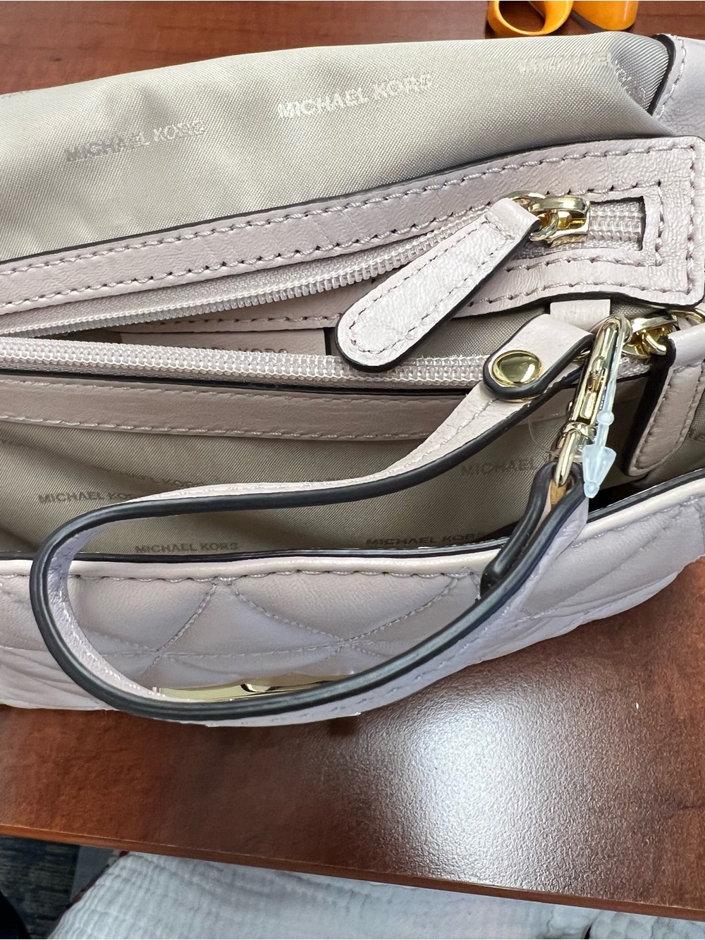 Michael Kors Quilted Sloan  Crossbody Bag in Pale Pink with Gold Hardware - Picture 10 of 13